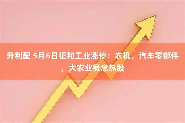升利配 5月6日征和工业涨停:农机,汽车零部件,大农业概念热股